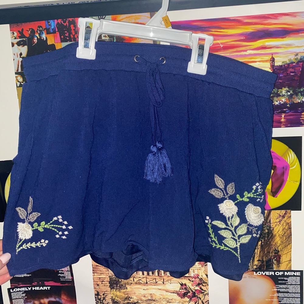 Dark Blue Flowy Shorts